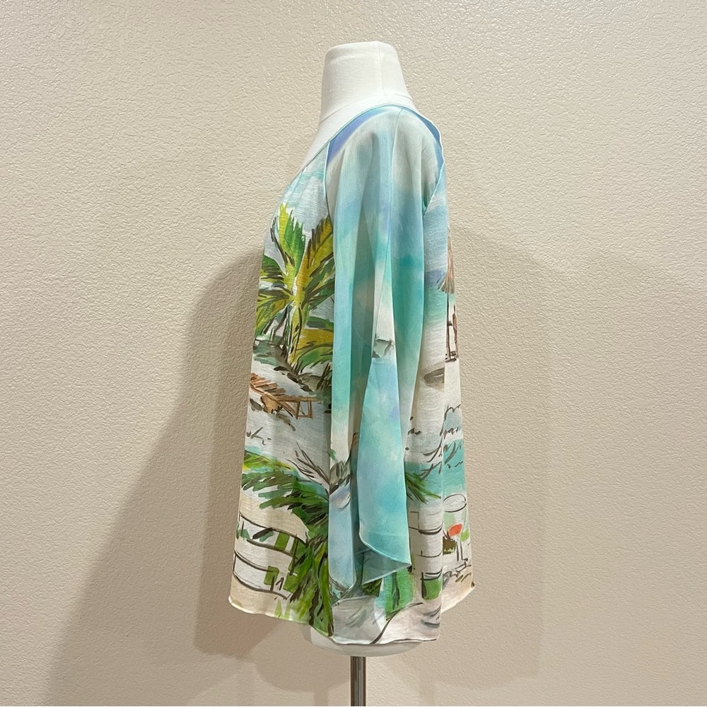 Chico's Seaside Sangria Easy Tee Top Size 2 (Large) - Picture 3 of 10